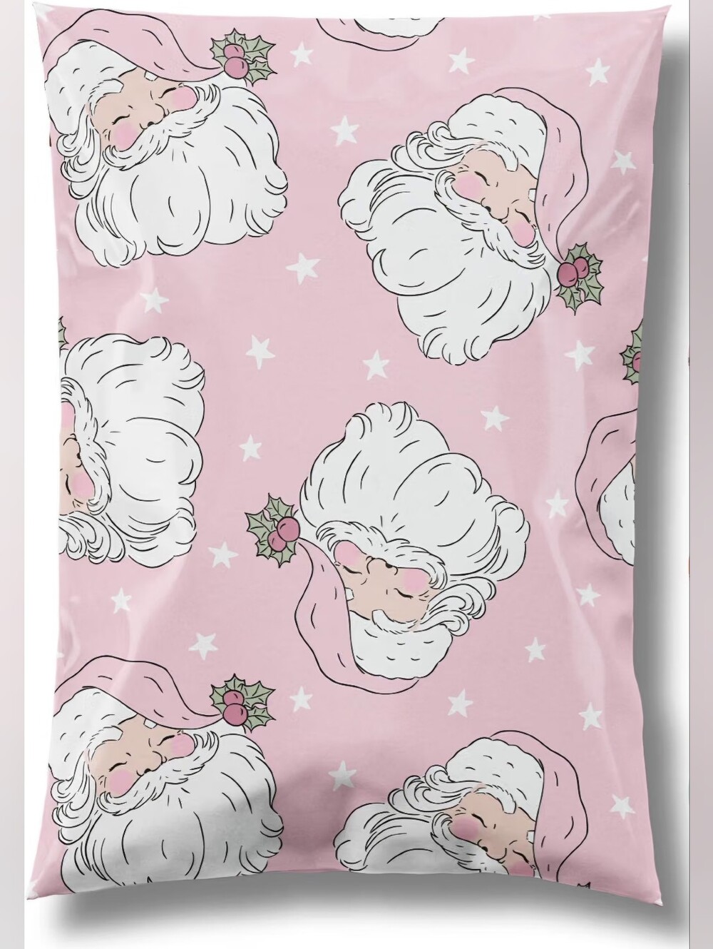 Poly Mailers 14.5"x19" Pink Santa Theme- 25 Pack